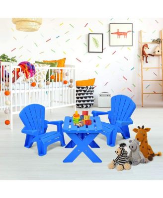 Plastic Children Kids Table & Chair Set 3-Piece Play Furniture In/Outdoor