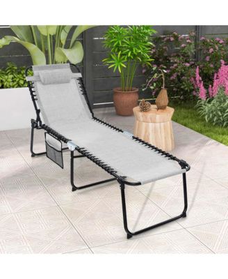 Patio Folding Chaise Lounge Chair Portable Sun Lounger with Adjustable Backrest