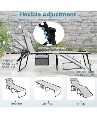 Patio Folding Chaise Lounge Chair Portable Sun Lounger with Adjustable Backrest