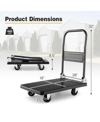 28'' x 19'' x 32''  Folding Push Cart Dolly Platform Hand Truck with 360° Swivel Wheels 440LBS Capacity