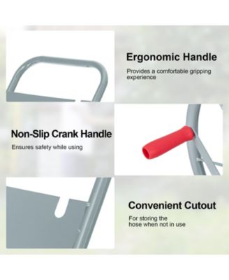 Garden Water Hose Reel Cart with 4 Wheels and Non-slip Grip - Silver