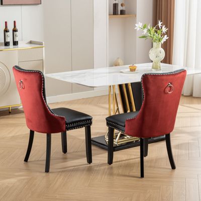  Nikki Black/Red Dining Chairs (Set of 2