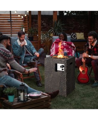 16'' Square Outdoor Propane Fire Pit w/Lava Rocks Waterproof Cover 30,000 BTU