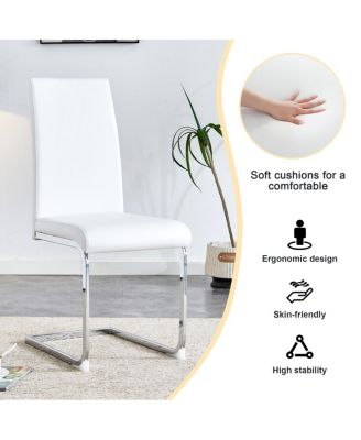 PU Leather Dining Chairs, Set of 4, White