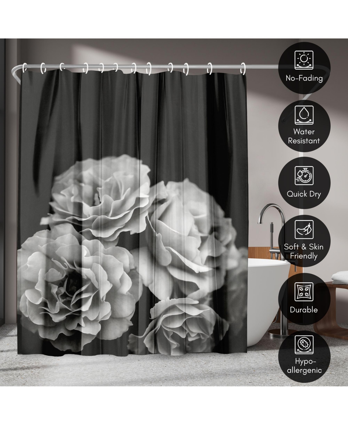 Americanflat Floral Shower Curtain - Moody Roses by Chaos & Wonder Design