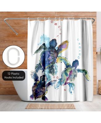 71x74 Coastal Shower Curtain - Baby Sea Turtles by Suren Nersisyan