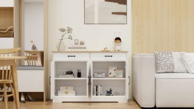 Farmhouse Buffet Cabinet with Drawers and Doors
