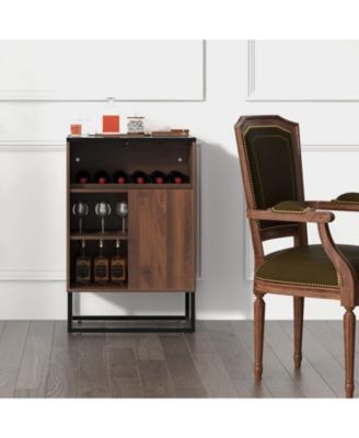 Wine Storage Cabinet Buffet Sideboard with Adjustable Shelf and Sliding Door