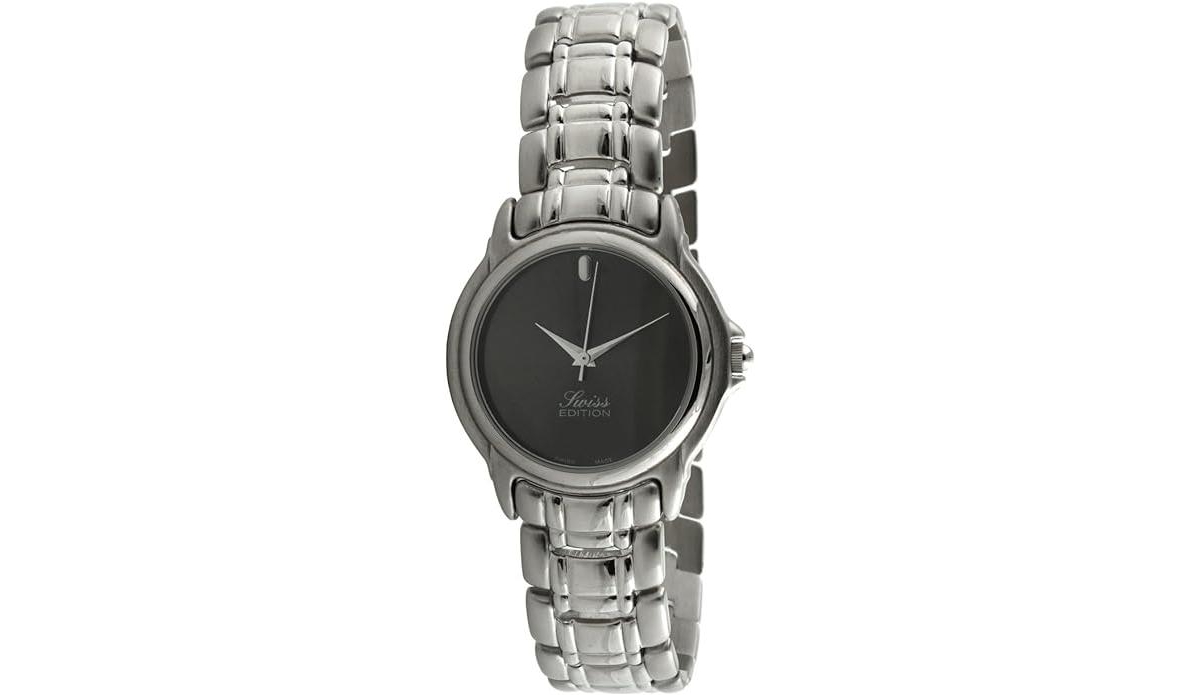 Men's Luxury Silver Clean Black Dial Dress Watch - Silver