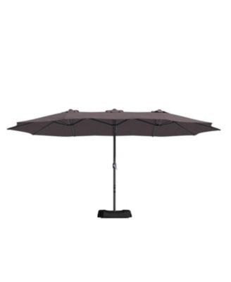 lucky one Rectangular Double-Sided Outdoor Patio Market Umbrella with Base Included