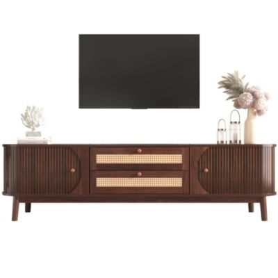 Streamdale 75" Rattan TV Stand, Modern Farmhouse Console