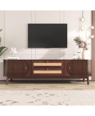 Streamdale 75" Rattan TV Stand, Modern Farmhouse Console