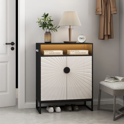 Streamdale Modern Motion Sensor Night Light Shoe Cabinet with Adjustable Shelves