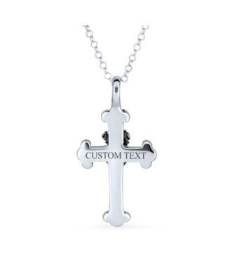 Ancient Saint James Fleur De Lis Cross Pendant Necklace in Oxidized Silver