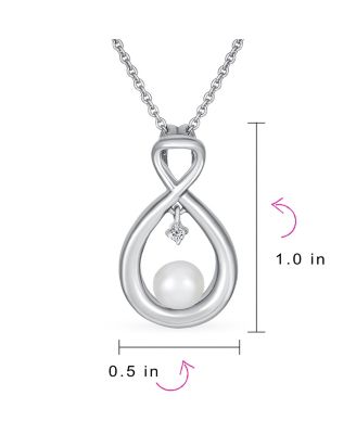 Elegant CZ Accented Infinity Freshwater Cultured Pearl Teardrop Pendant Necklace 16-18 Inch