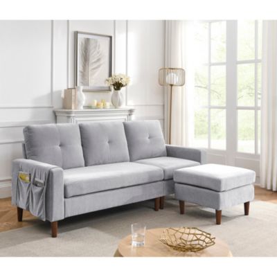 Simplie Fun 80" Convertible Sectional Sofa Couch, 3 Seats L-Shaped Sofa ...