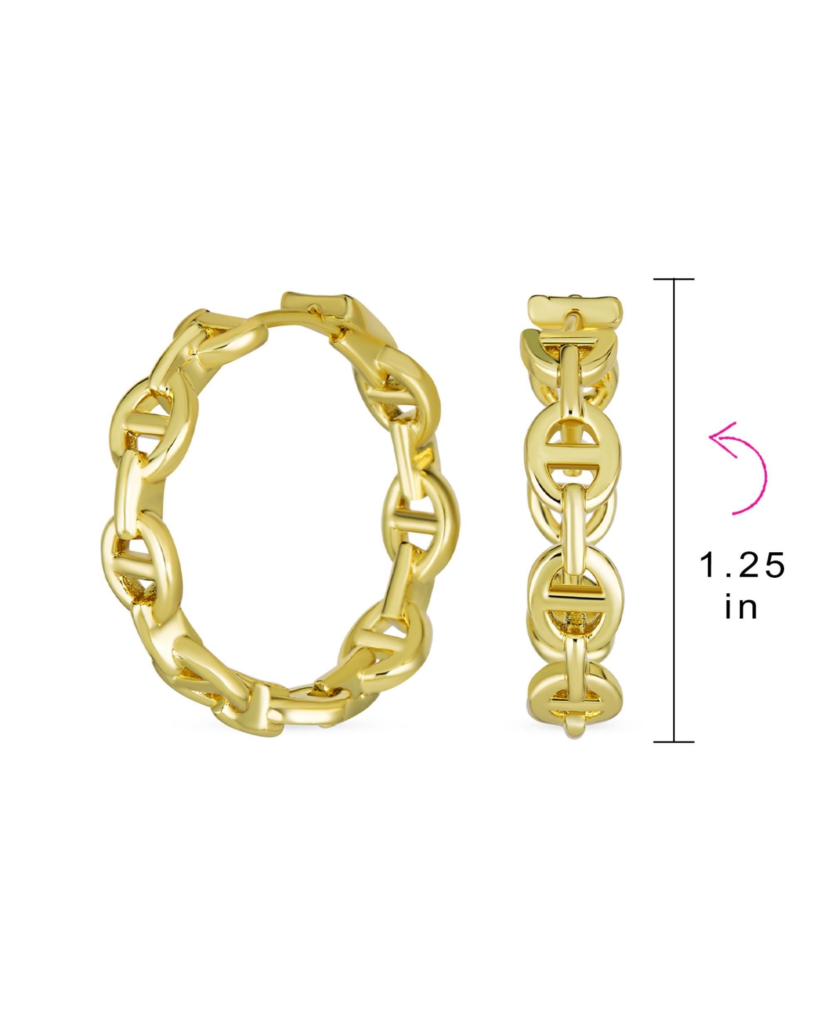 Classic Round Paper Clip Link Open Anchor Puff Mariner Chain Link Hoop Earrings Women