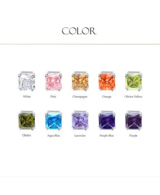 Rectangle Shape Statement 7CT Emerald Cut CZ Solitaire Clip On Stud Earrings Rhodium Plated Brass Non Pierced 14MM x 12MM