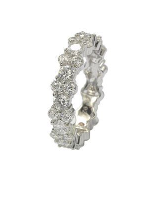 Suzy Levian Sterling Silver Cubic Zirconia Round Cut Cluster Eternity Band