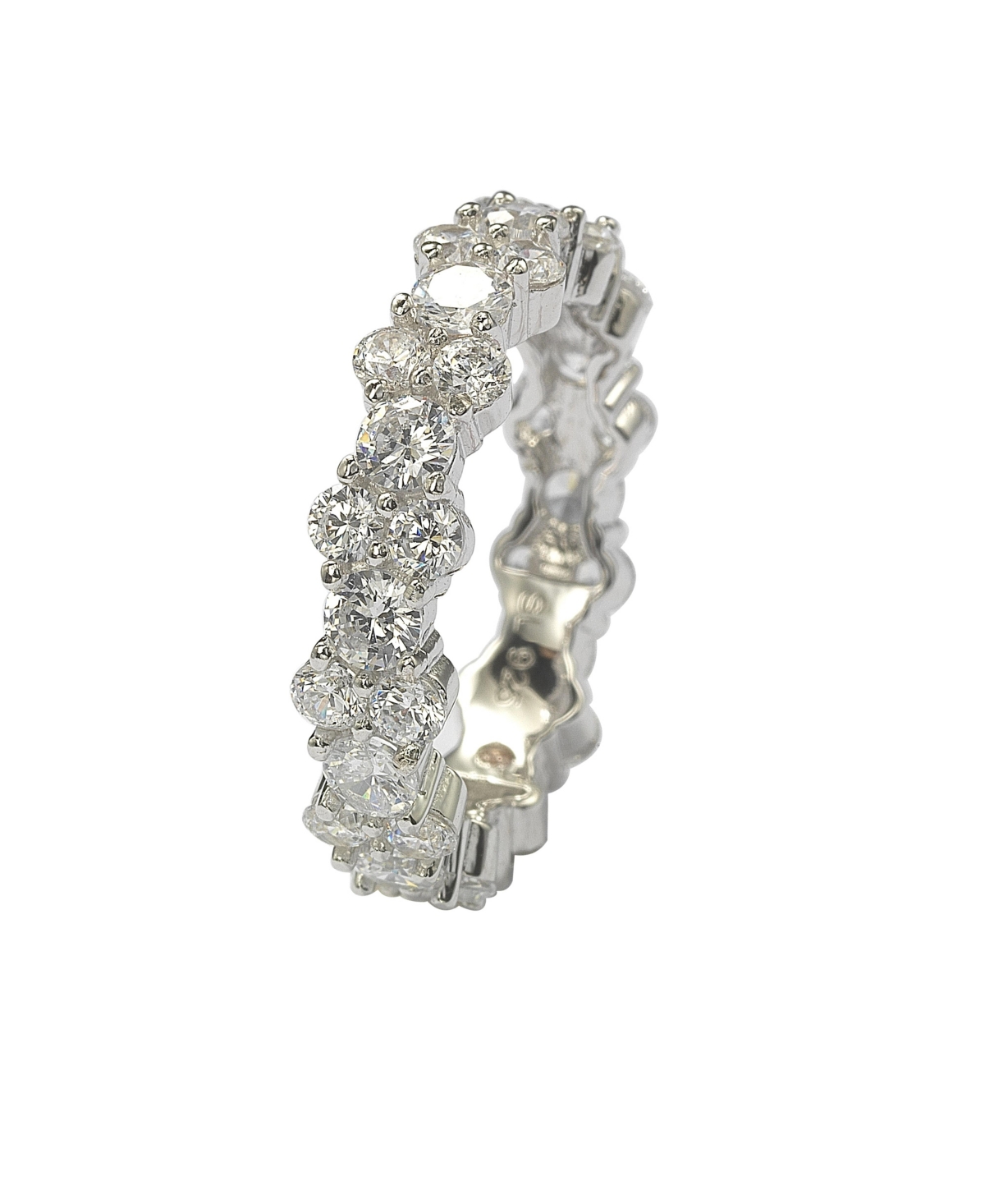 Suzy Levian New York Suzy Levian Sterling Silver Cubic Zirconia Round Cut Cluster Eternity Band
