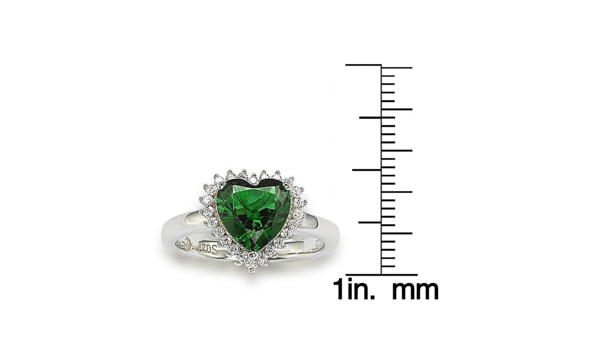 Suzy Levian New York Suzy Levian Sterling Silver Cubic ZirconiaHeart Halo Ring - Green