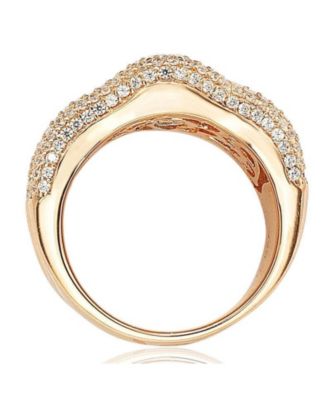 Sterling Silver Cubic Zirconia Pave Curved Wide Ring