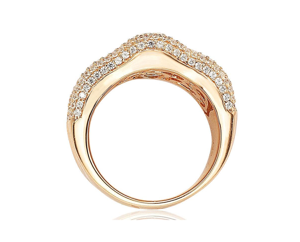 Suzy Levian New York Suzy Levian Sterling Silver Cubic Zirconia Pave Curved Wide Ring