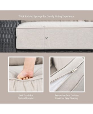 4 Pieces Patio Wicker Furniture Conversation Sets with Coffee Table and Cushions