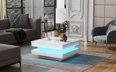 Modern Glossy Coffee Table with LED Lights