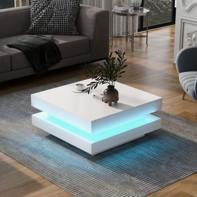 Modern Glossy Coffee Table with LED Lights