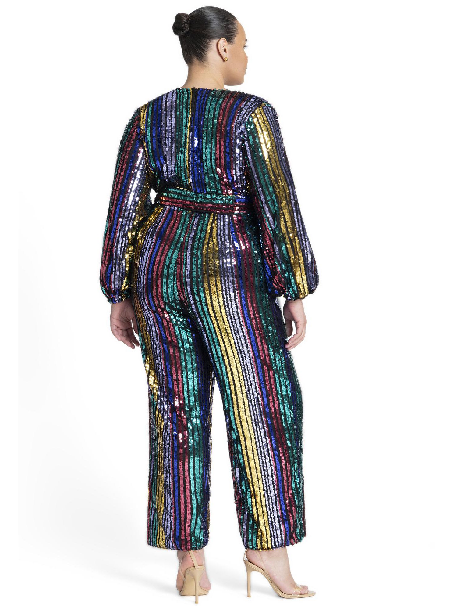 Women's Multicolor Stripe Sequin Jumpsuit