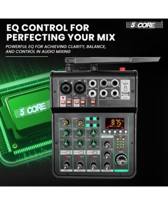 Audio Mixer 4 Channel • DJ Equipment Digital Sound Board • Karaoke XLR Mixers w Bluetooth USB