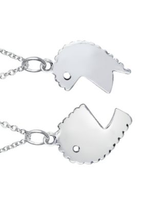 Best Friends BFF Split Heart Puzzle Mother Daughter Pendant Necklace Silver