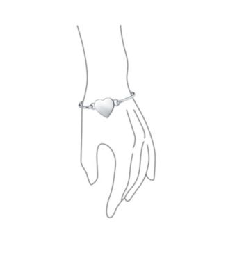 Heart Shaped Name Plated Bar Identification Tag ID Bangle Bracelet Sterling Silver Strong Hinge