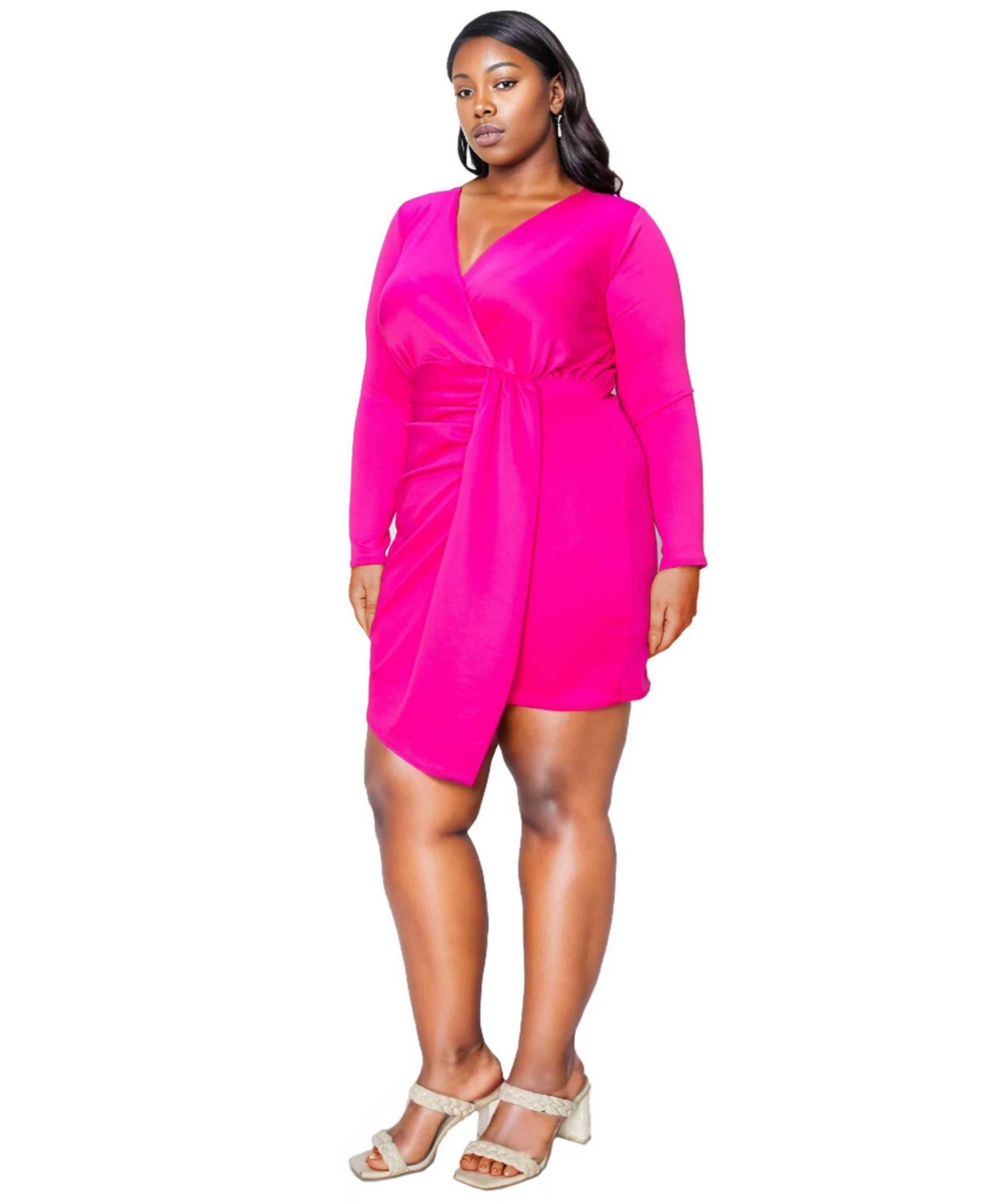 L I V D Plus Size Raven Faux Wrap Bodycon Dress