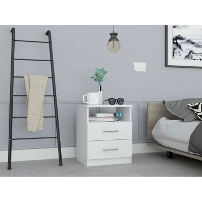 Napoles Nightstand, Superior Top, Two Drawers, One Shelf
