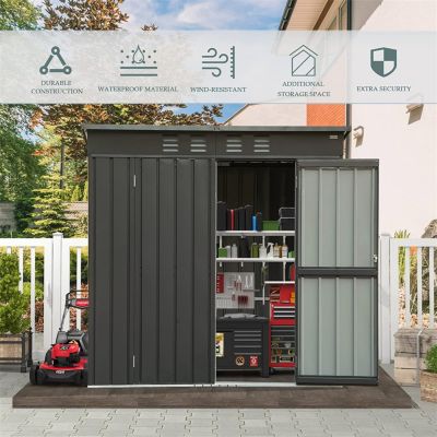 Streamdale Outdoor Metal Storage Shed with Sloping Roof and Lockable Door