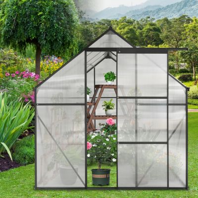 Durable 6x8 FT Polycarbonate Greenhouse with Raised Base