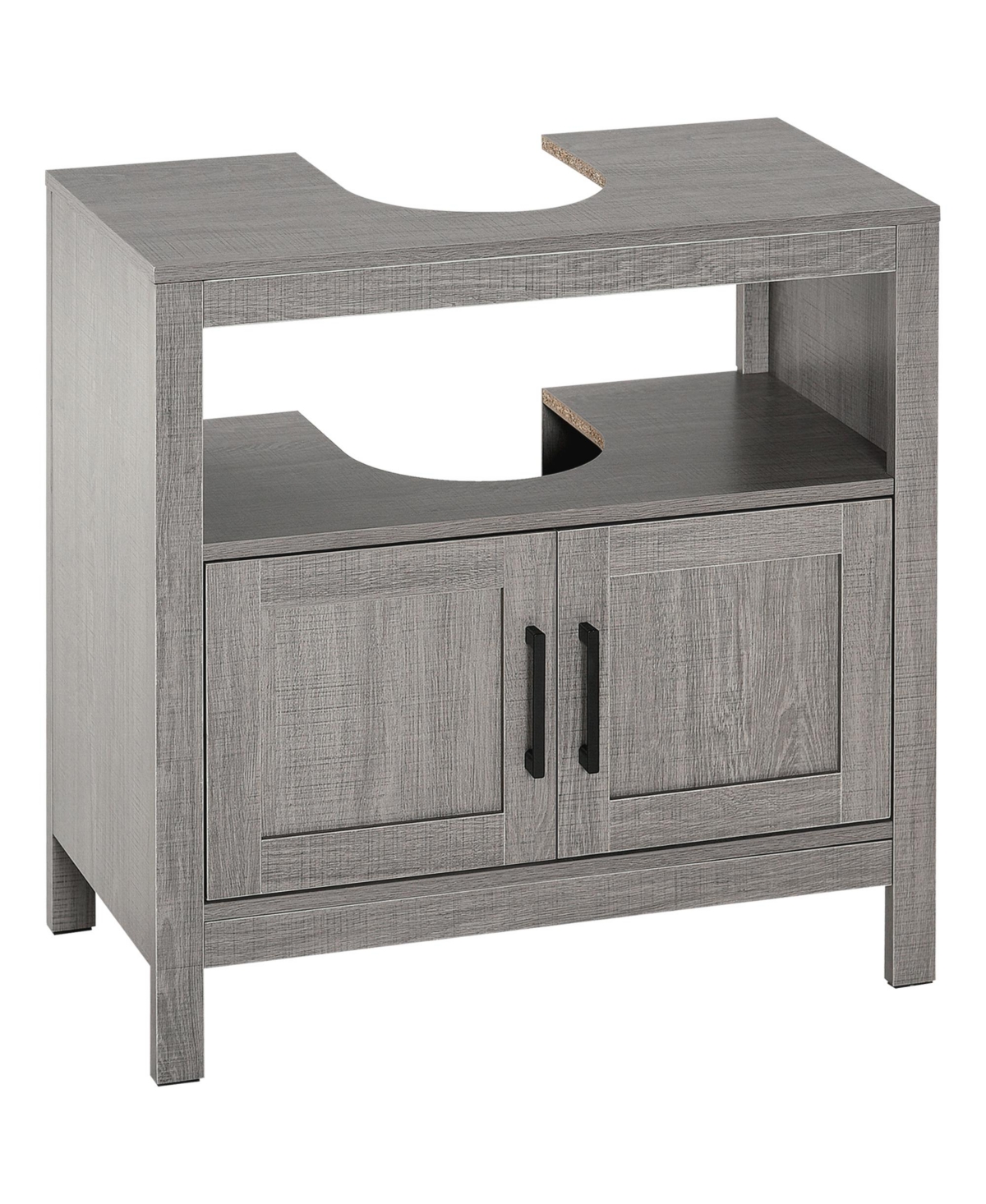 Gray Bathroom Storage Cabinet with 2 Doors & Shelf - Grey