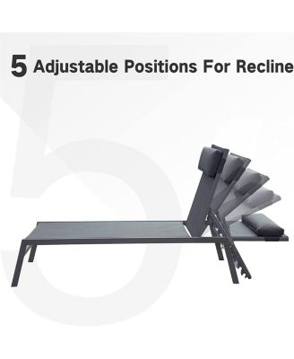 Streamdale 3-Piece Patio Lounge Set with Adjustable Backrest in Grey