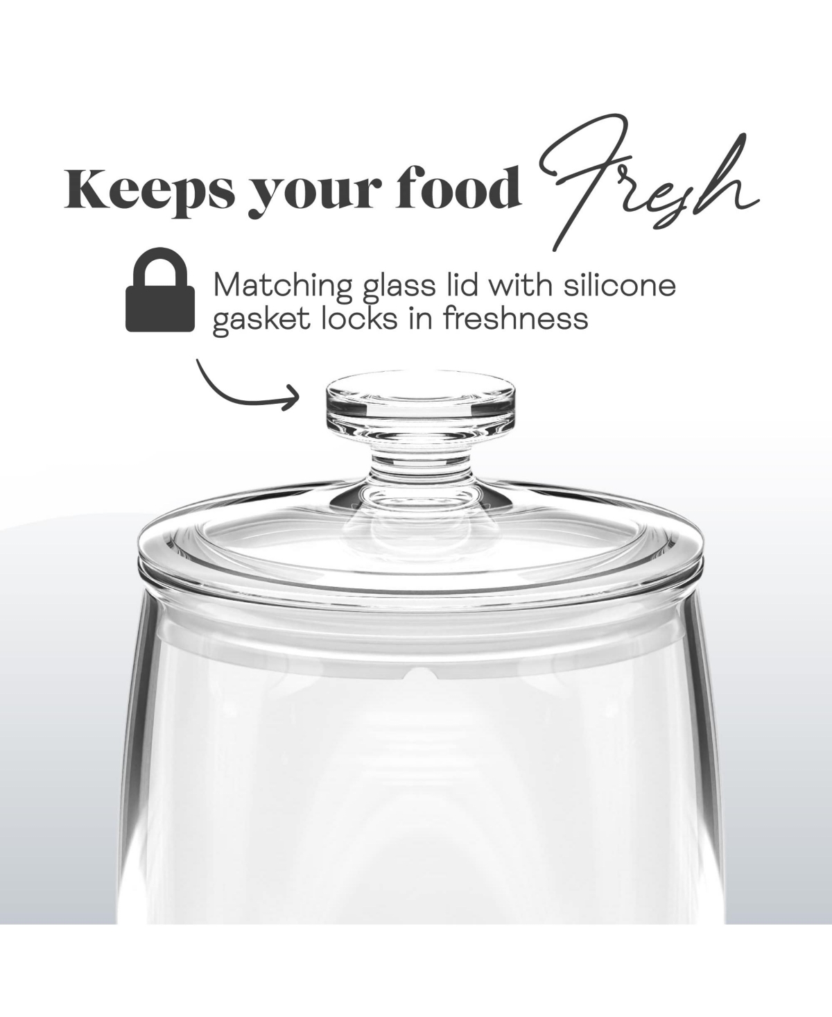 Amici Home Arlo Collection Glass Canister Cookie Jar, Food Safe, Push Top Lid and Plastic Gasket, 76 Ounces, Small