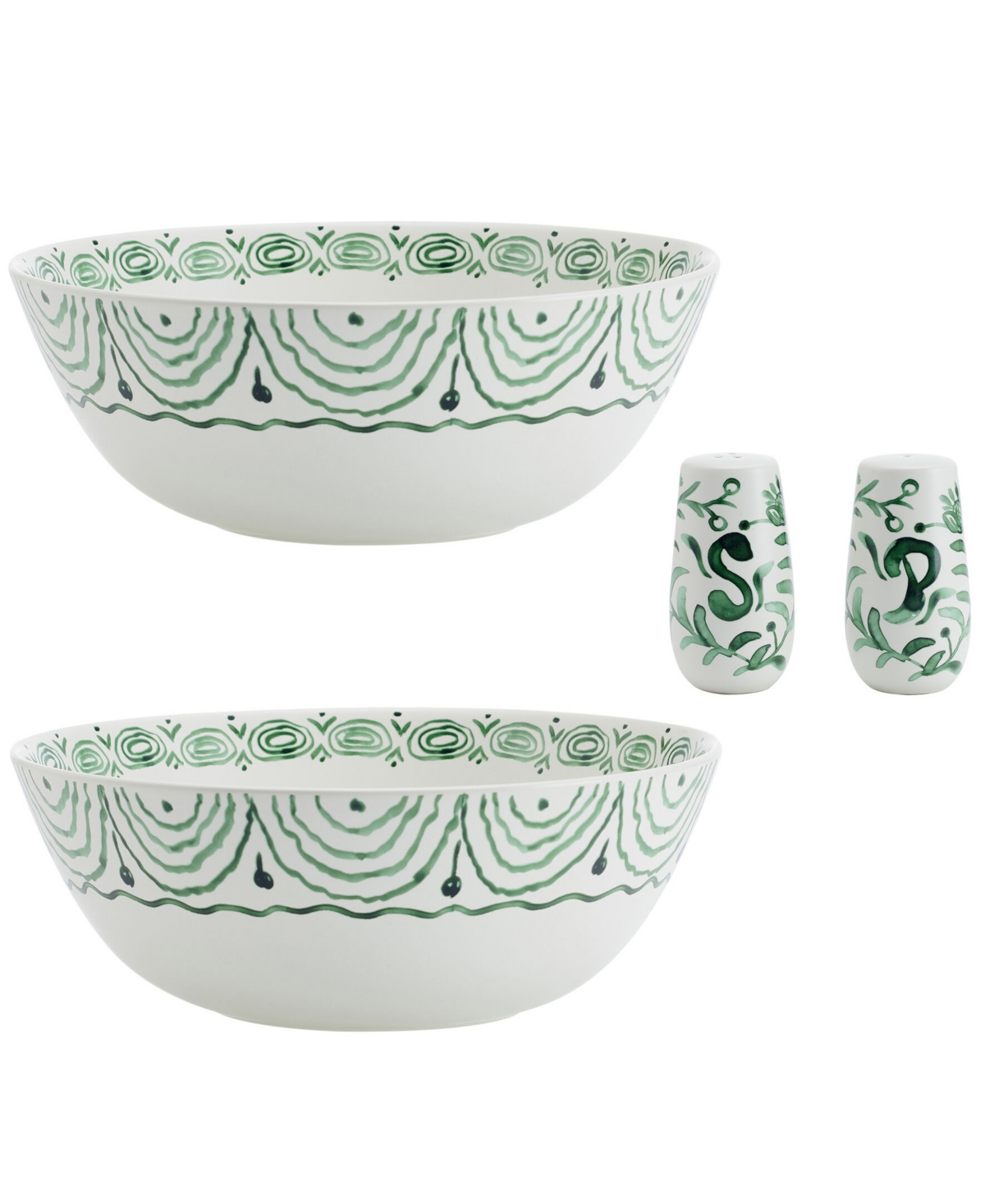 Fitz and Floyd Sicily Serve Bowls Plus Salt and Pepper Set