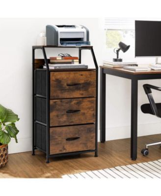 Freestanding Cabinet Dresser with Wooden Top Shelves