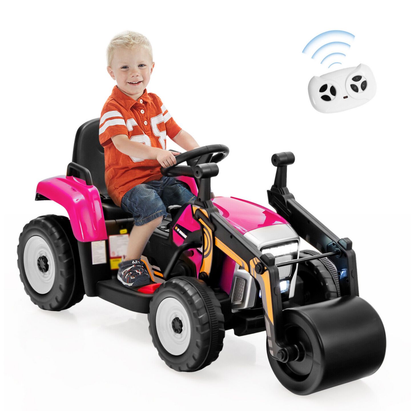 Детская игрушка Slickblue 12V Road Roller 2.4G Remote Control Ride-On, 66 lbs Capacity, 3–8 лет, цвет: Розовый — фото 9