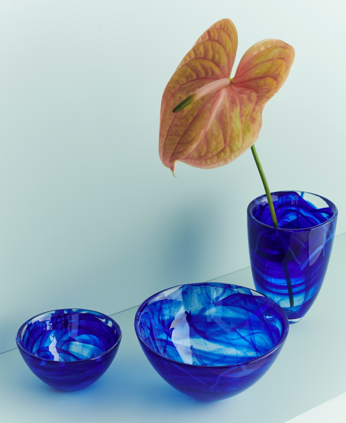 Kosta Boda Contrast Blue Vase, 8" In Blue