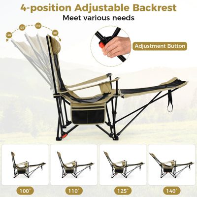 Folding Camping Chair with Detachable Footrest