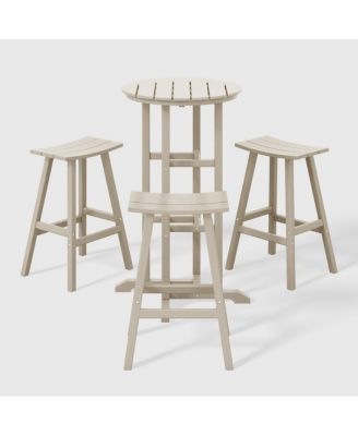 Outdoor Patio Bar Height Table and Bar Stool 4-Piece Dining Set