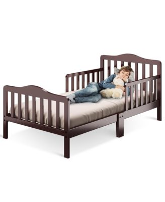 Kids Toddler Wood Bed Bedroom Furniture w/ Guardrails