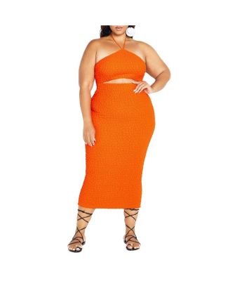 strapless open back dress Orange Satin Dress for Women main image 1