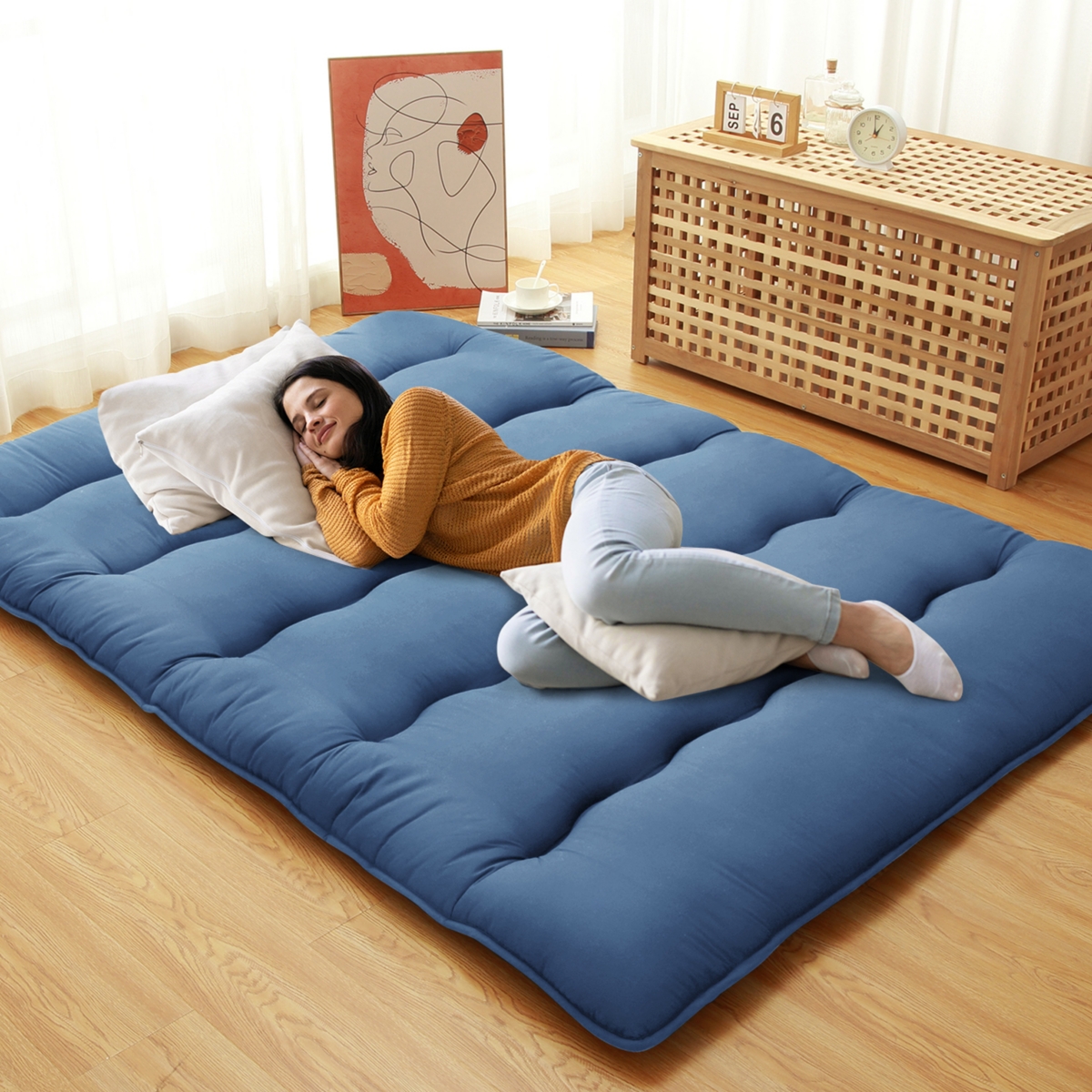 Caromio Size Futon Mattress Floor Mattress Pad Portable Dorm Sleeping Pad, 54
